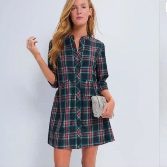 Abito Tuckernuck Palmerston &ndash; Taglia XS, Nero Con Quadri Tartan, Volant, Maniche A Sbuffo